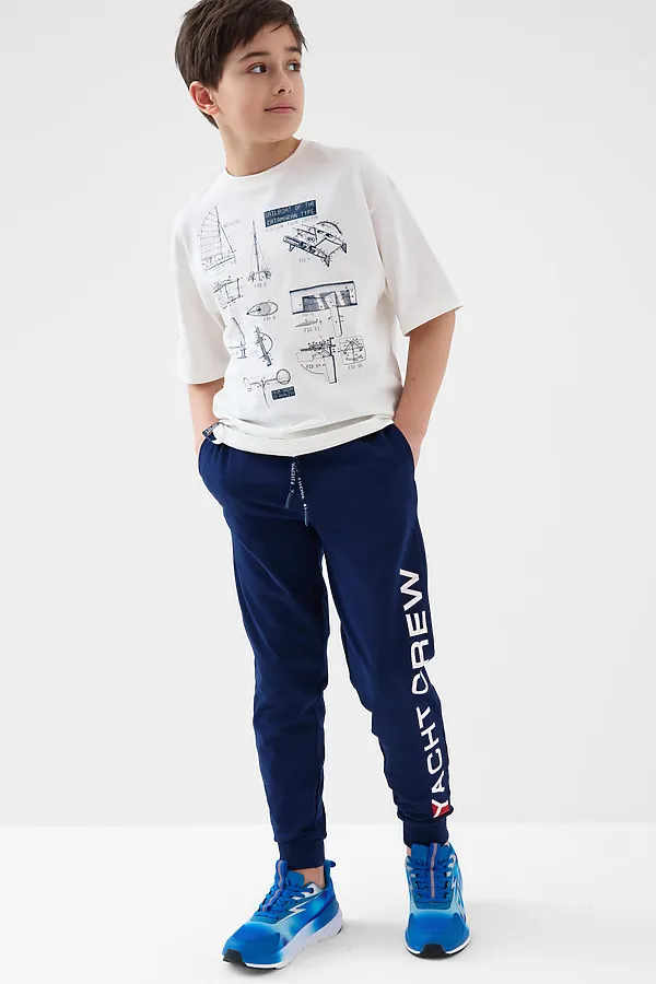 Брюки трикотажные для мальчиков PLAYTODAY, тёмно-синий - фото 2