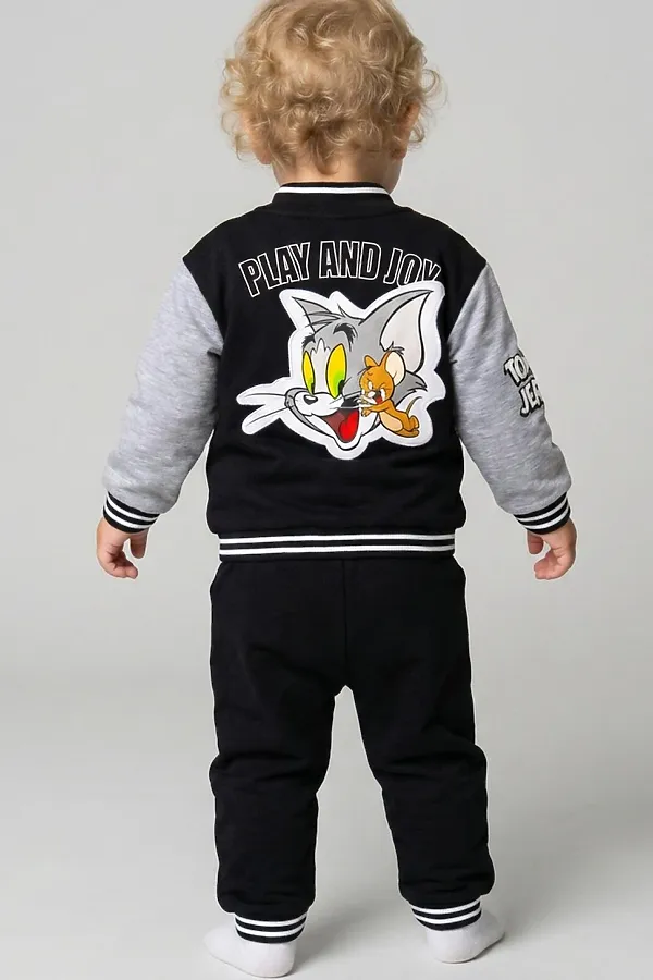 Комплект детский трикотажный для мальчиков: толстовка, брюки PLAYTODAY, черный,серый - фото 2