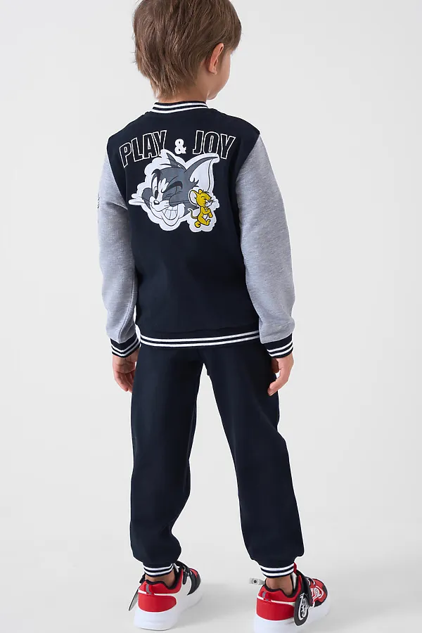 Комплект трикотажный для мальчиков: толстовка, брюки PLAYTODAY, черный,серый - фото 2