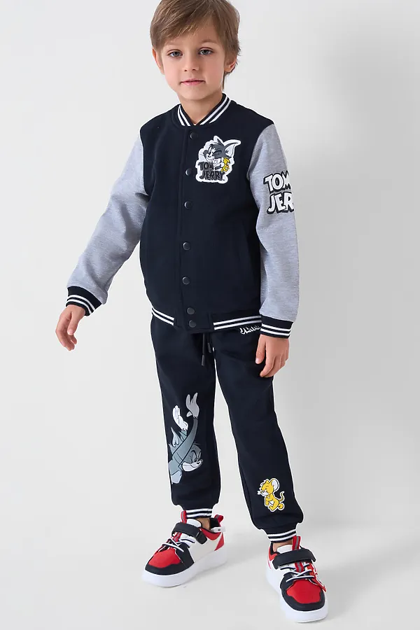 Комплект трикотажный для мальчиков: толстовка, брюки PLAYTODAY, черный,серый - фото 2