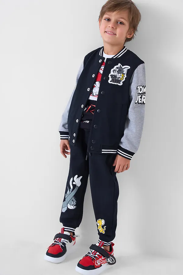 Комплект трикотажный для мальчиков: толстовка, брюки PLAYTODAY, черный,серый - фото 2