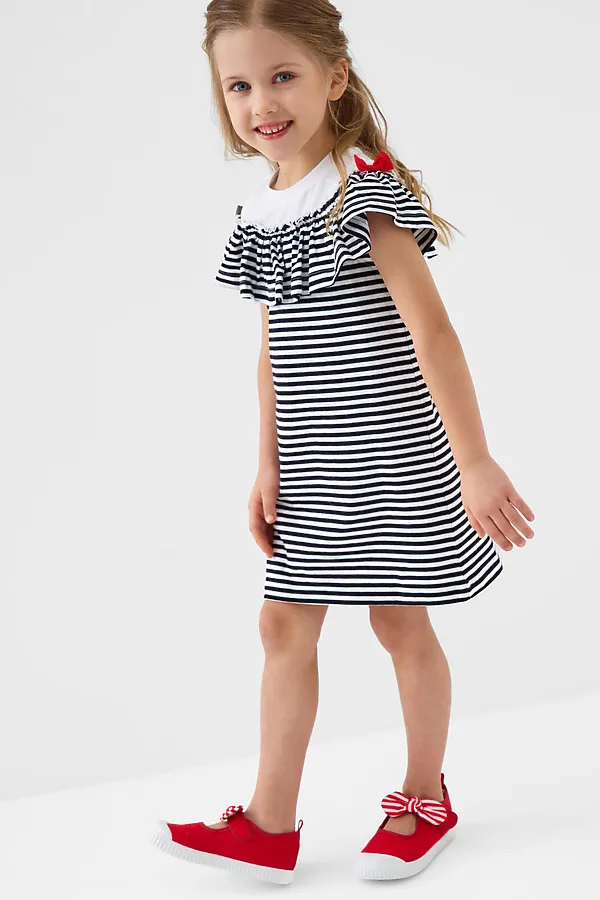 Платье трикотажное для девочек PLAYTODAY, белый,красный,черный - фото 2