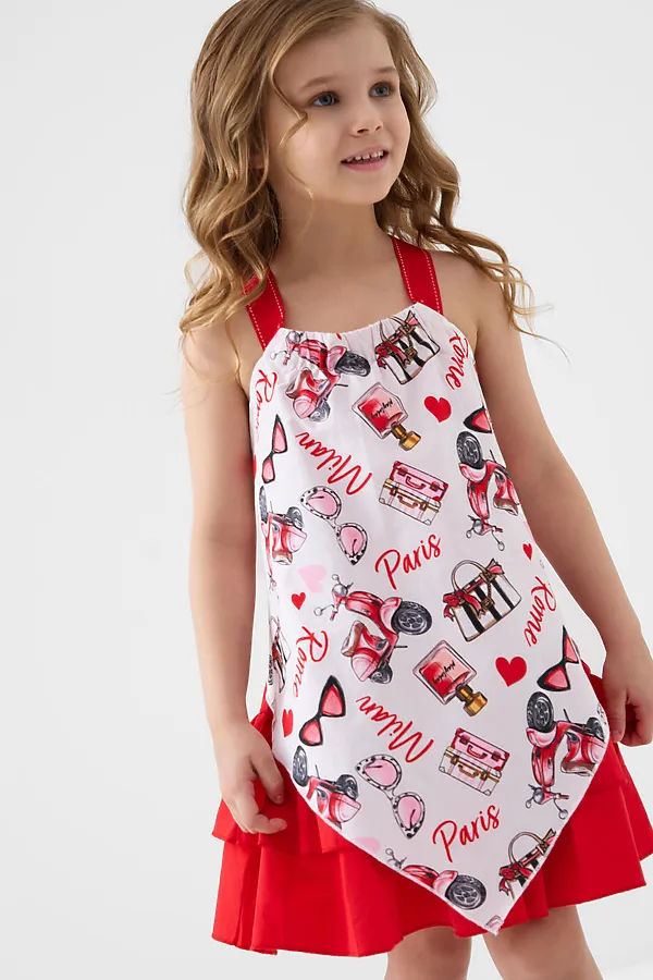 Сарафан текстильный для девочек PLAYTODAY, разноцветный - фото 2