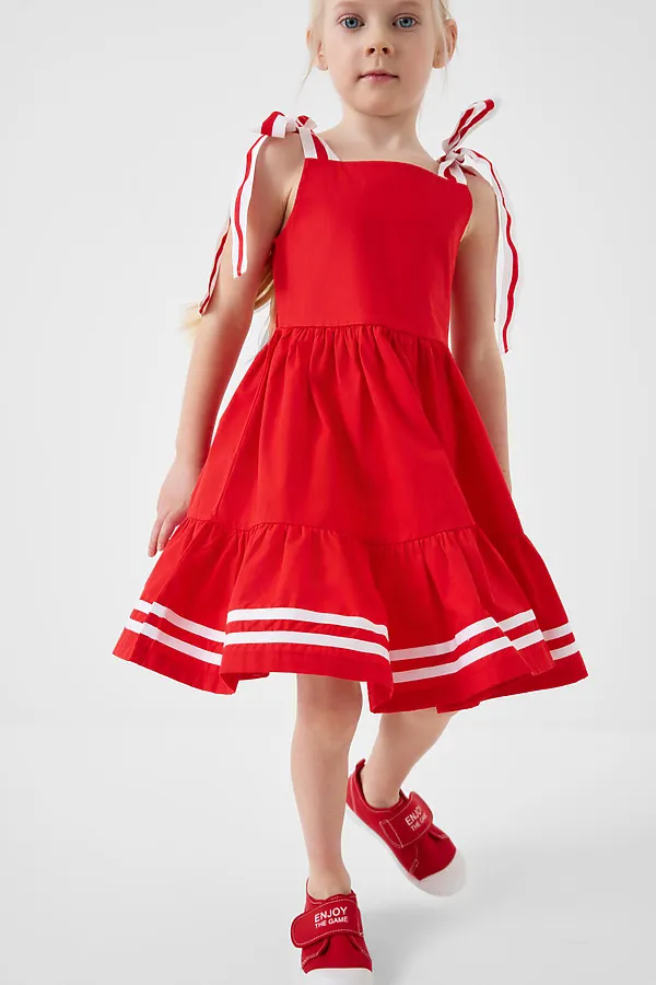 Сарафан текстильный для девочек PLAYTODAY, белый,красный - фото 2