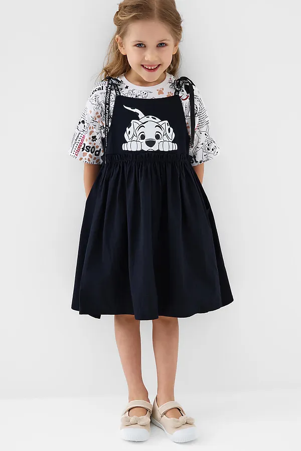 Комплект трикотажный для девочек: сарафан, фуфайка (футболка) PLAYTODAY, разноцветный - фото 2