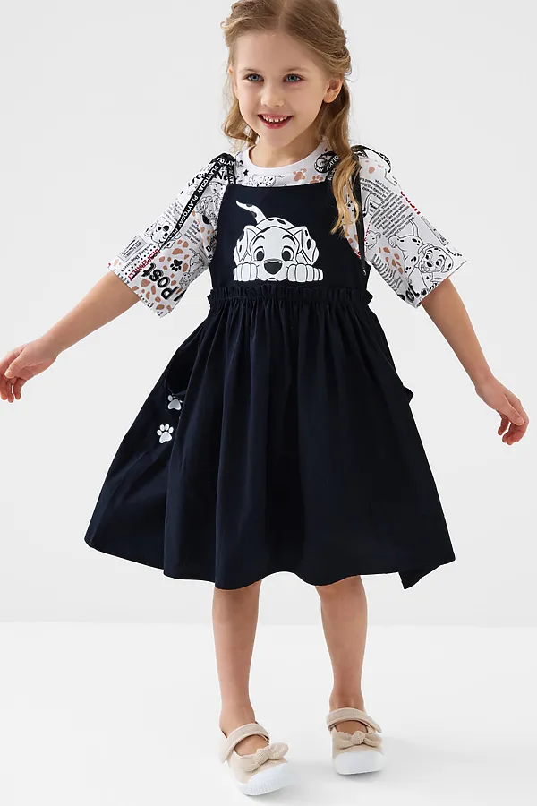 Комплект трикотажный для девочек: сарафан, фуфайка (футболка) PLAYTODAY, разноцветный - фото 2