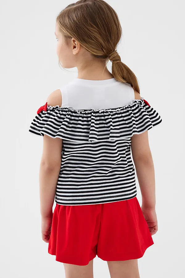 Комплект трикотажный для девочек: джемпер (футболка), шорты PLAYTODAY, белый,красный,черный - фото 2