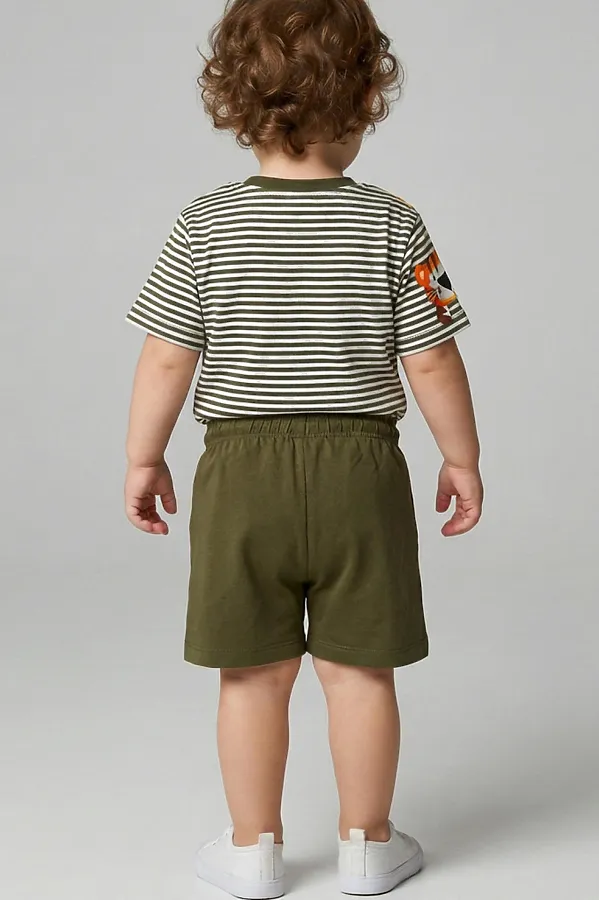 Комплект детский трикотажный для мальчиков: джемпер (футболка), шорты PLAYTODAY, белый,темно-зеленый,светло-зеленый - фото 2