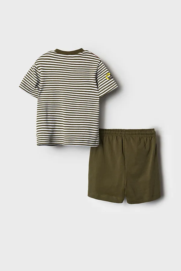 Комплект детский трикотажный для мальчиков: джемпер (футболка), шорты PLAYTODAY, белый,темно-зеленый,светло-зеленый - фото 2