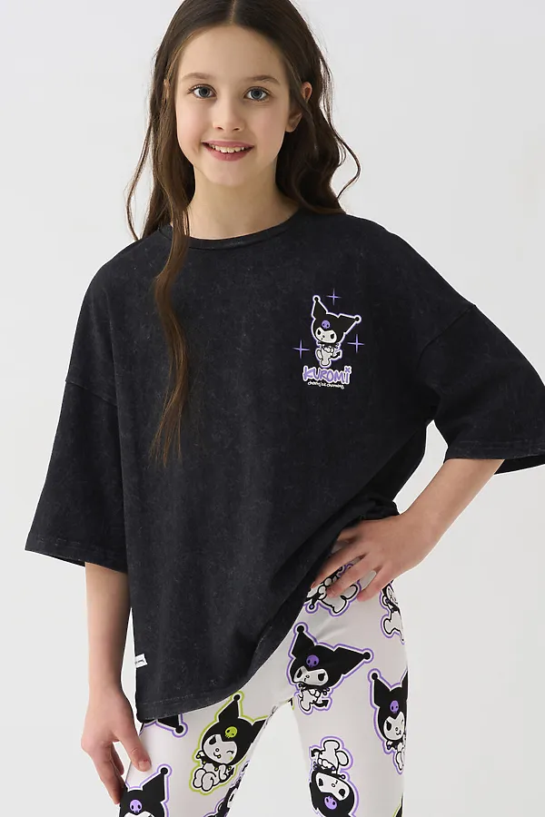 Фуфайка трикотажная для девочек (футболка) PLAYTODAY, черный - фото 2