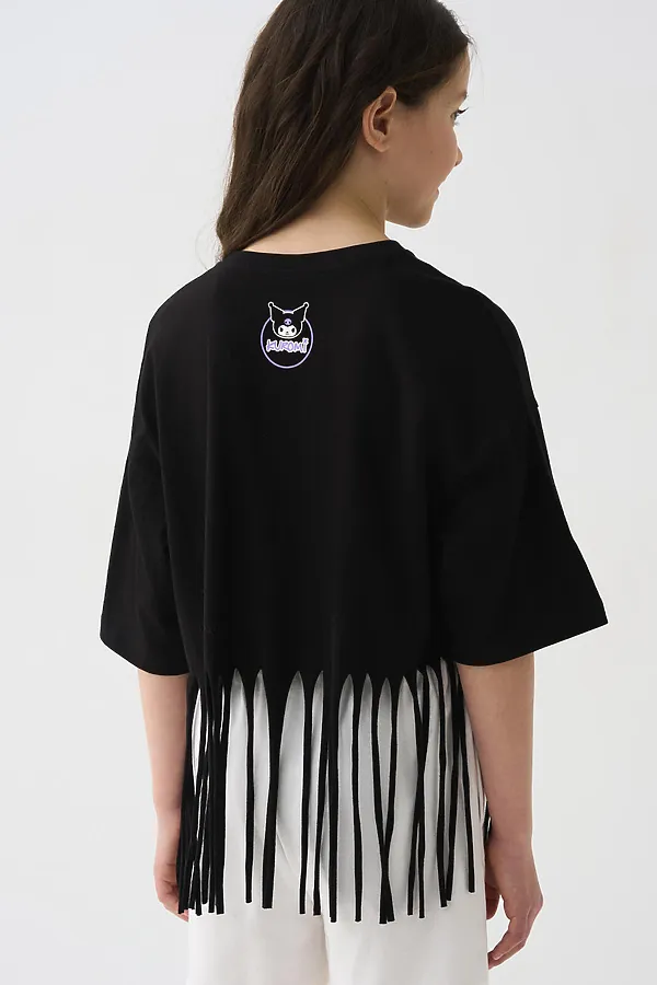 Джемпер трикотажный для девочек (футболка) PLAYTODAY, черный - фото 2