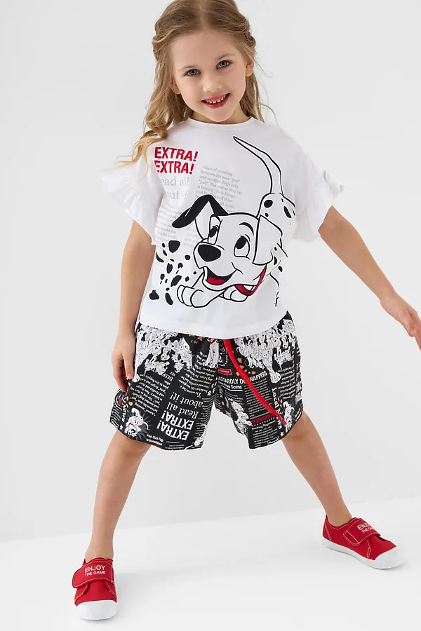 Комплект для девочек: джемпер трикотажный (футболка), шорты текстильные PLAYTODAY, разноцветный - фото 2