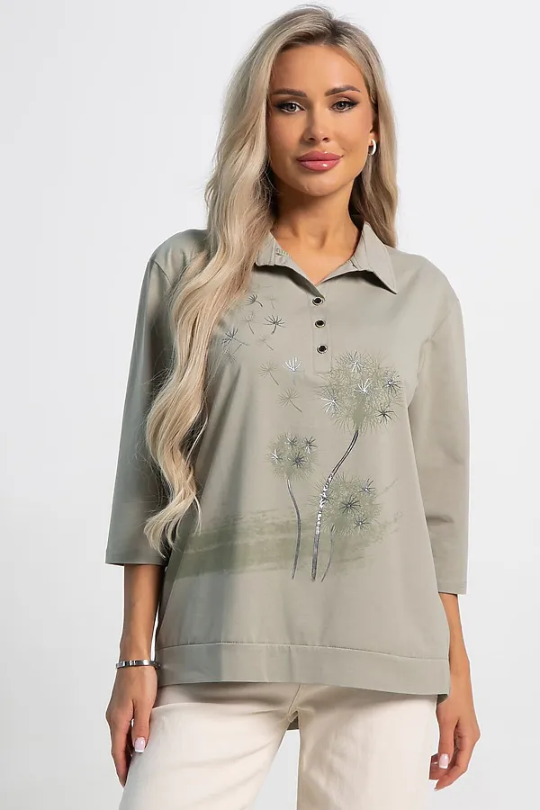 Блуза Сны луговых эльфов LADY TAIGA, оливковая - фото 2