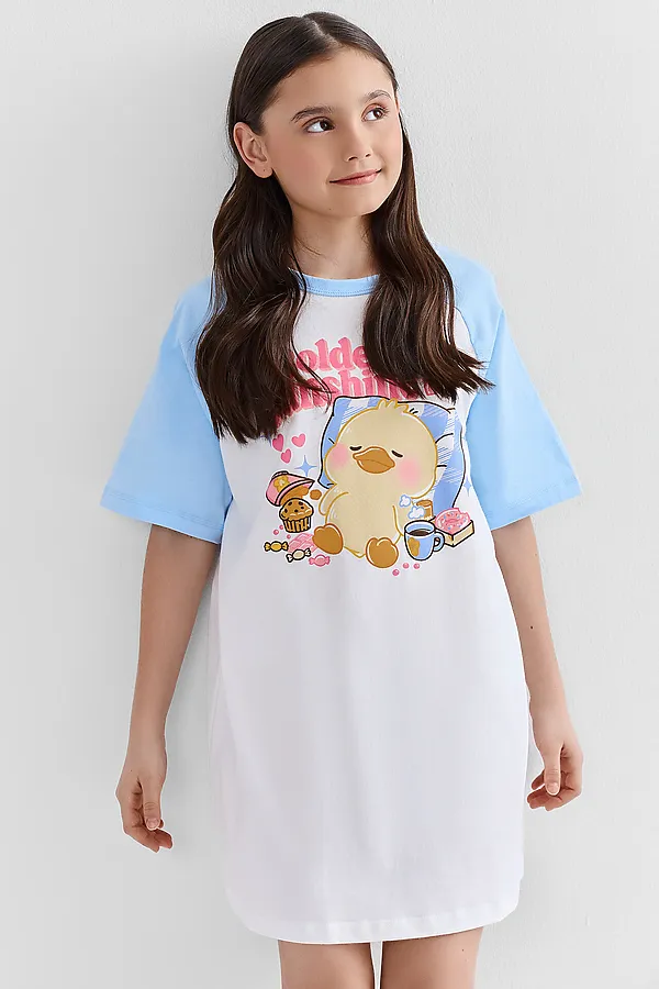 Сорочка ночная для девочек MARK FORMELLE, белый +печать - фото 2