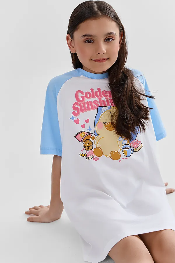 Сорочка ночная для девочек MARK FORMELLE, белый +печать - фото 2