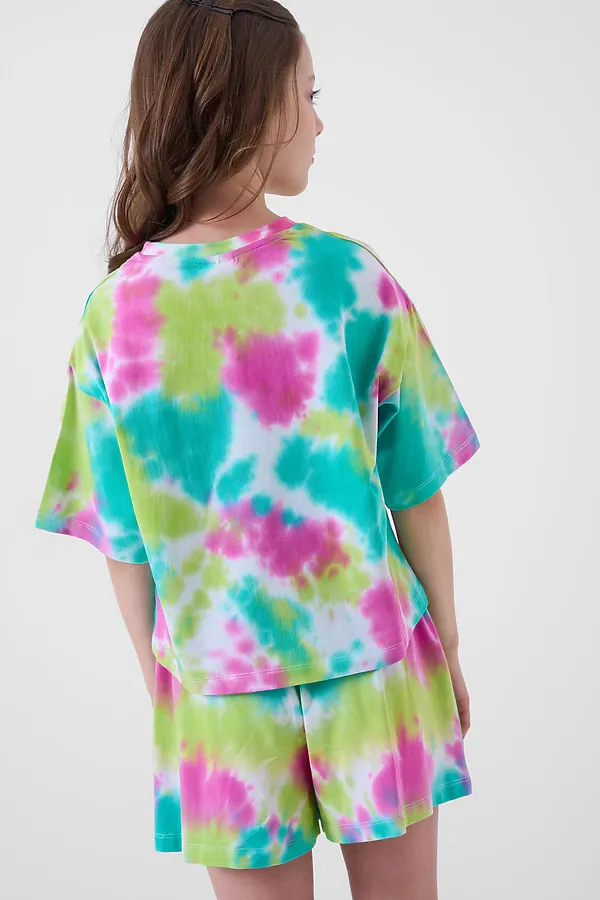 Комплект трикотажный для девочек: фуфайка (футболка), шорты PLAYTODAY, разноцветный - фото 2