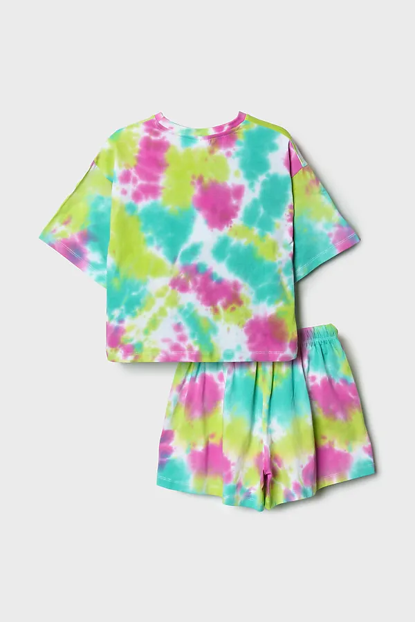 Комплект трикотажный для девочек: фуфайка (футболка), шорты PLAYTODAY, разноцветный - фото 2