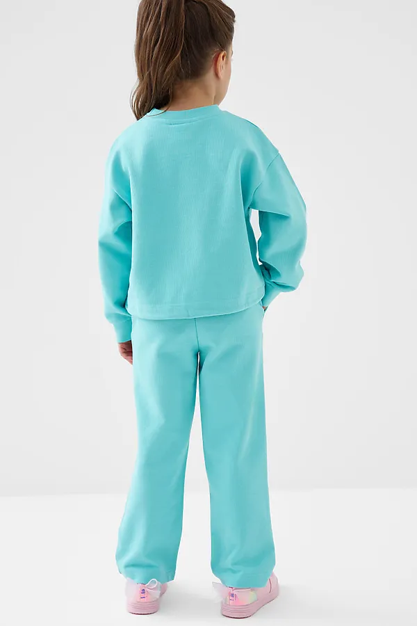 Комплект трикотажный для девочек: толстовка, брюки PLAYTODAY, голубой - фото 2