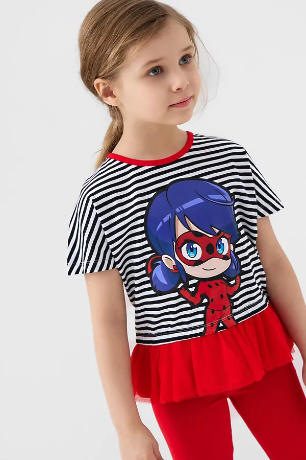 Комплект трикотажный для девочек: джемпер (футболка), брюки (легинсы) PLAYTODAY, красный,белый,черный - фото 2