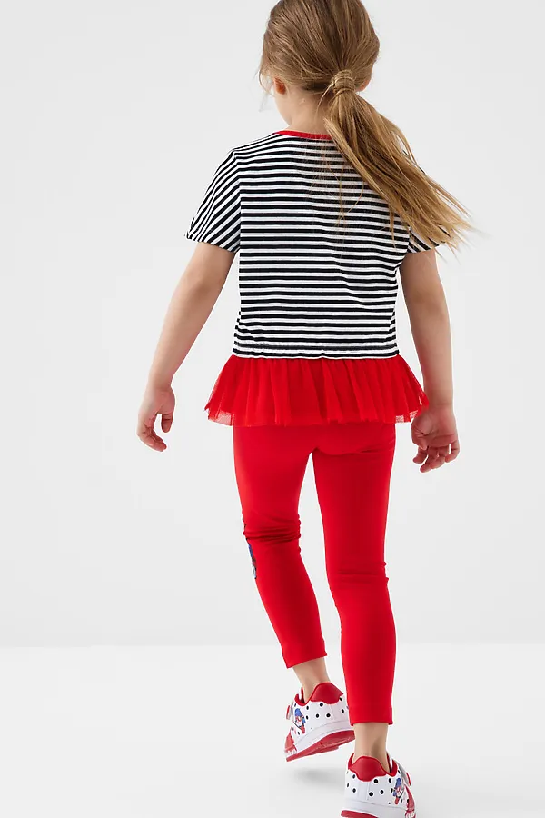 Комплект трикотажный для девочек: джемпер (футболка), брюки (легинсы) PLAYTODAY, красный,белый,черный - фото 2
