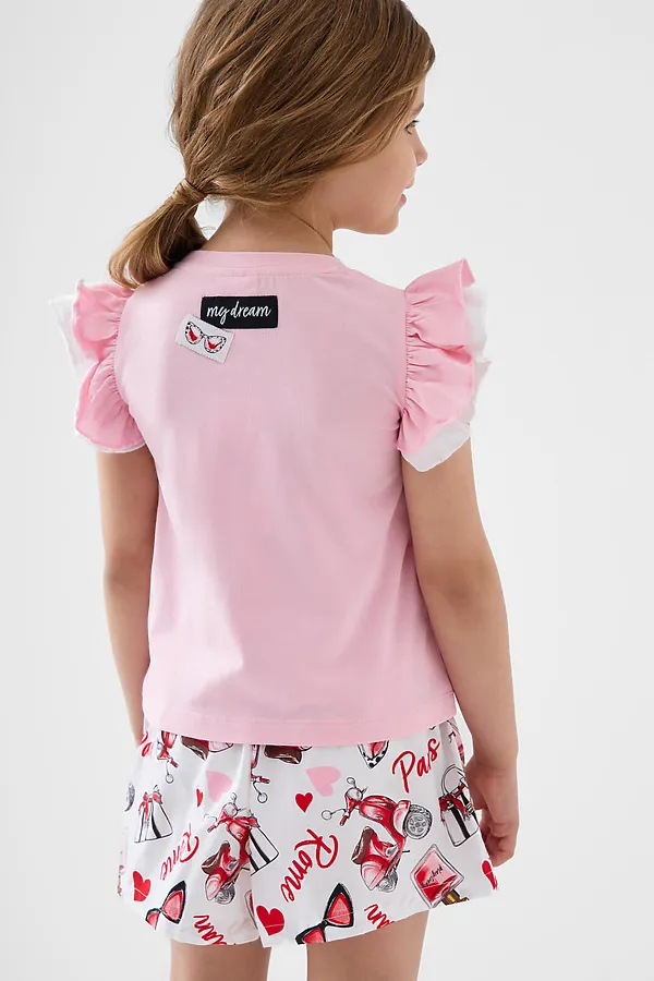 Комплект для девочек: джемпер трикотажный (футболка), шорты текстильные PLAYTODAY, разноцветный - фото 2