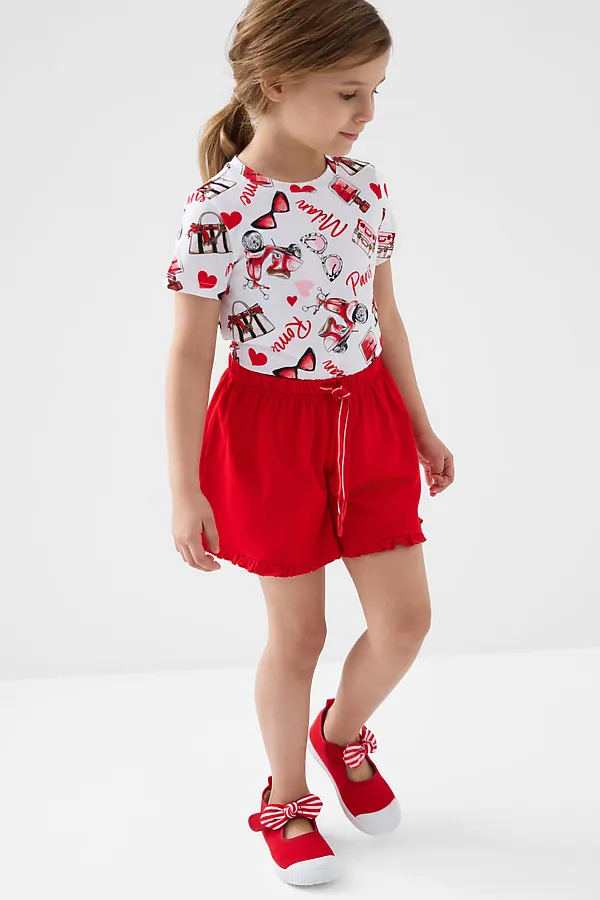 Шорты трикотажные для девочек, 2 шт в комплекте PLAYTODAY, светло-розовый,красный - фото 2