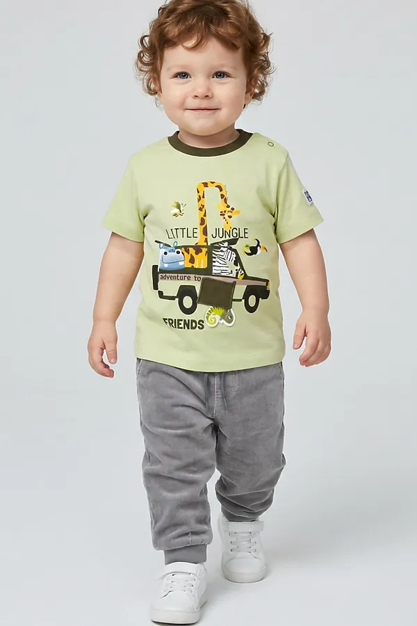 Джемпер детский трикотажный для мальчиков (футболка) PLAYTODAY, светло-зеленый - фото 2