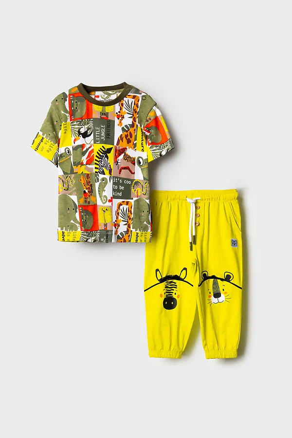 Комплект детский трикотажный для мальчиков: джемпер (футболка), брюки PLAYTODAY, разноцветный - фото 2