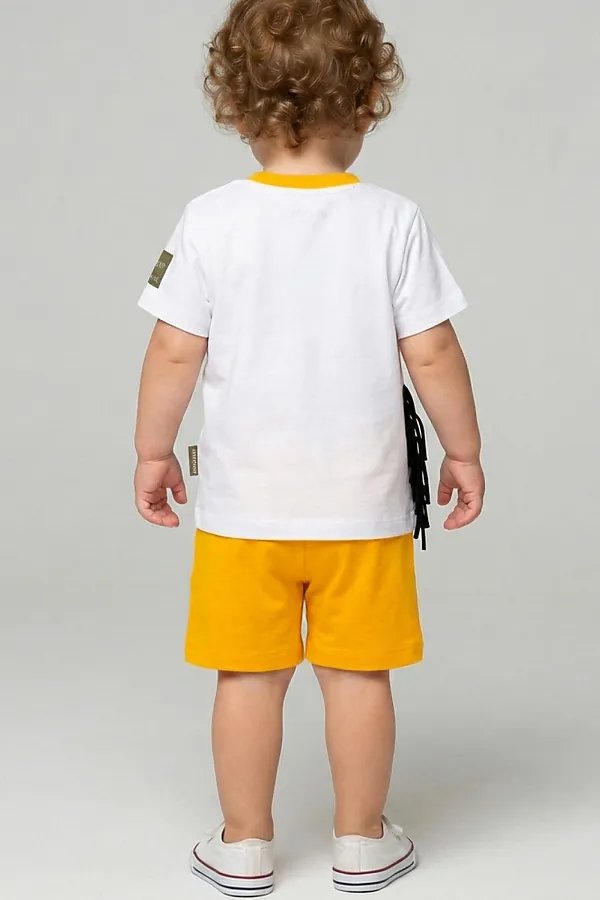 Комплект детский трикотажный для мальчиков: джемпер (футболка), шорты PLAYTODAY, белый,черный,оранжевый - фото 2