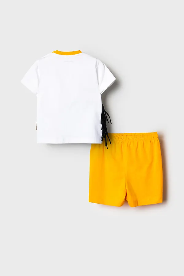 Комплект детский трикотажный для мальчиков: джемпер (футболка), шорты PLAYTODAY, белый,черный,оранжевый - фото 2