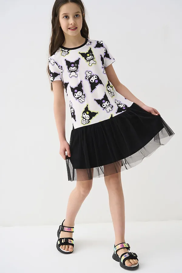 Платье трикотажное для девочек PLAYTODAY, разноцветный - фото 2