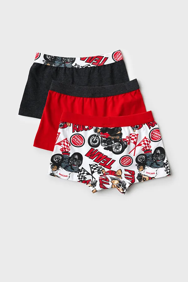 Трусы трикотажные для мальчиков - боксеры, 3 шт в комплекте PLAYTODAY, красный,черный,белый - фото 2