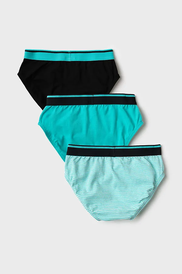 Трусы трикотажные для мальчиков - брифы, 3 шт в комплекте PLAYTODAY, бирюзовый,черный,белый - фото 2