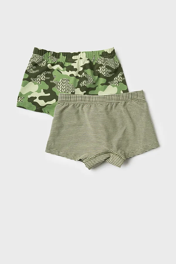 Трусы трикотажные для мальчиков - боксеры, 2 шт в комплекте PLAYTODAY, темно-зеленый,светло-зеленый,зеленый - фото 2