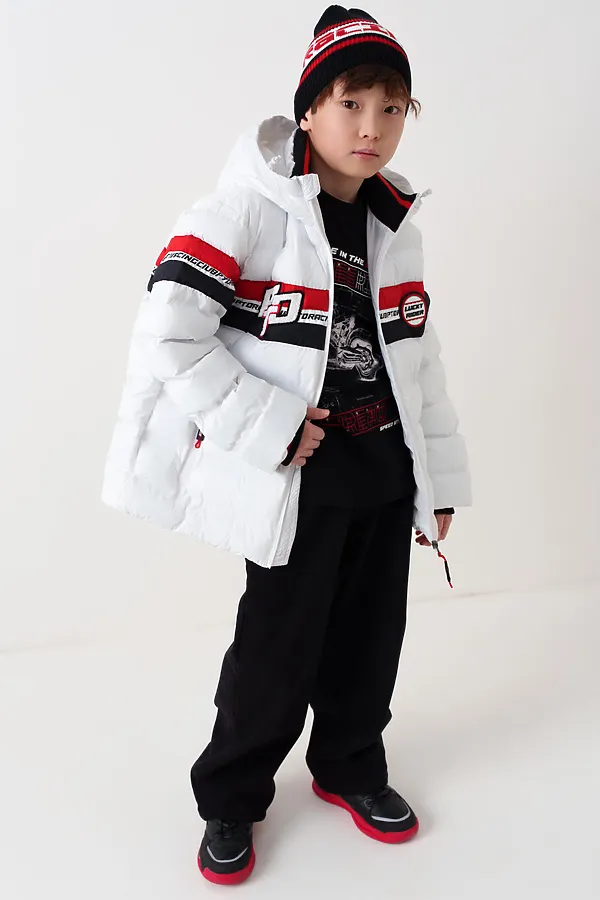 Куртка текстильная с полиуретановым покрытием для мальчиков PLAYTODAY, белый,черный,красный - фото 2