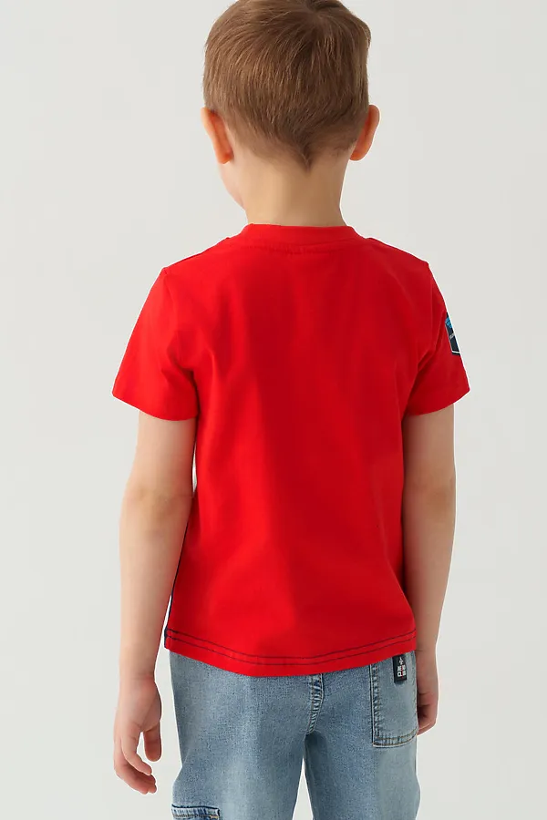 Фуфайка трикотажная для мальчиков (футболка) PLAYTODAY, тёмно-синий,красный - фото 2