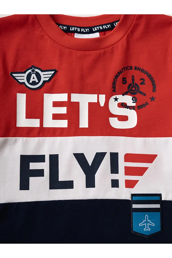 Фуфайка трикотажная для мальчиков (футболка) PLAYTODAY, тёмно-синий,красный - фото 2