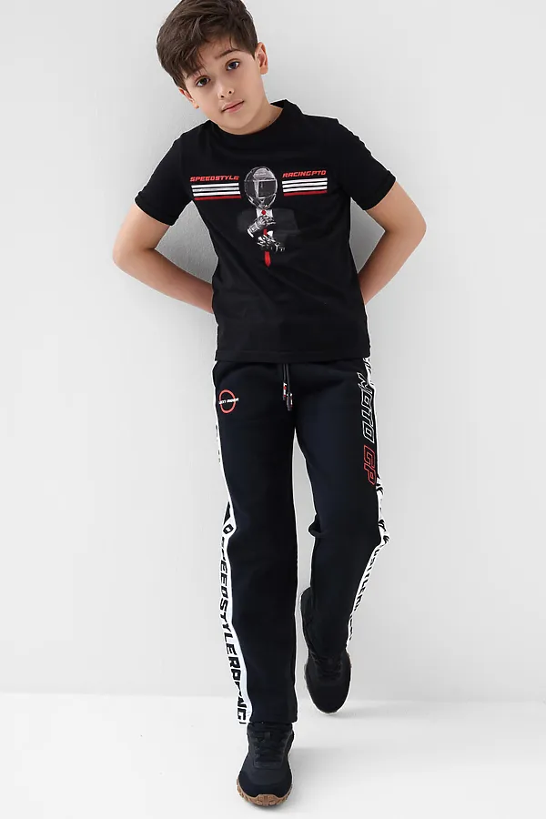 Фуфайка трикотажная для мальчиков (футболка) PLAYTODAY, черный - фото 2