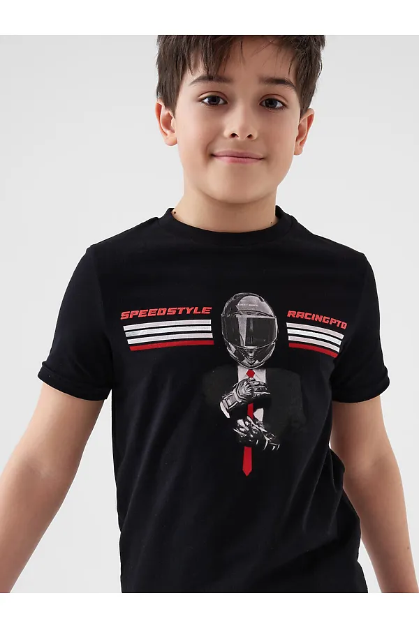 Фуфайка трикотажная для мальчиков (футболка) PLAYTODAY, черный - фото 2