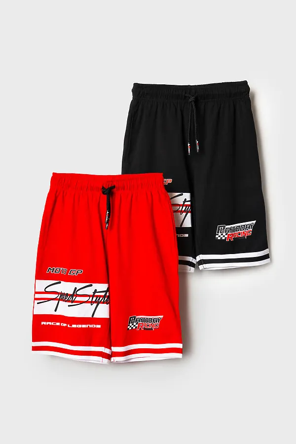 Шорты трикотажные для мальчиков, 2 шт в комплекте PLAYTODAY, черный,красный - фото 2