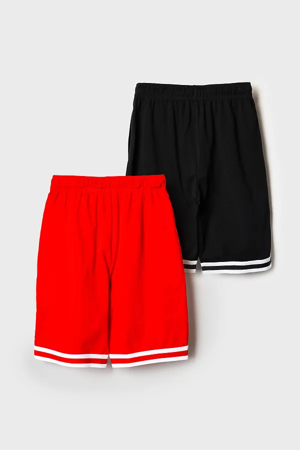 Шорты трикотажные для мальчиков, 2 шт в комплекте PLAYTODAY, черный,красный - фото 2