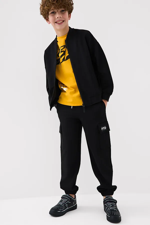 Брюки трикотажные для мальчиков PLAYTODAY, черный - фото 2
