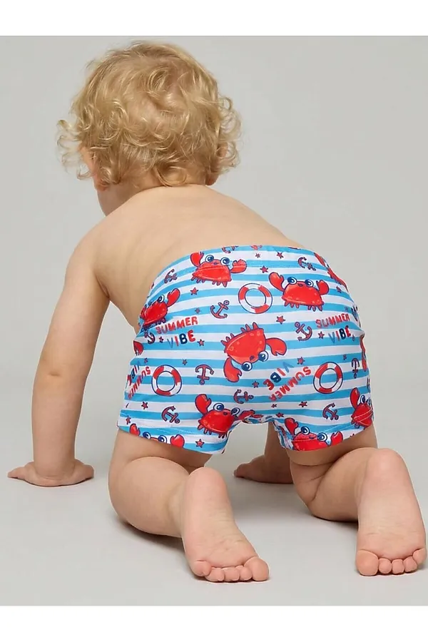 Плавки-шорты детские трикотажные для мальчиков, средней длины PLAYTODAY, разноцветный - фото 2