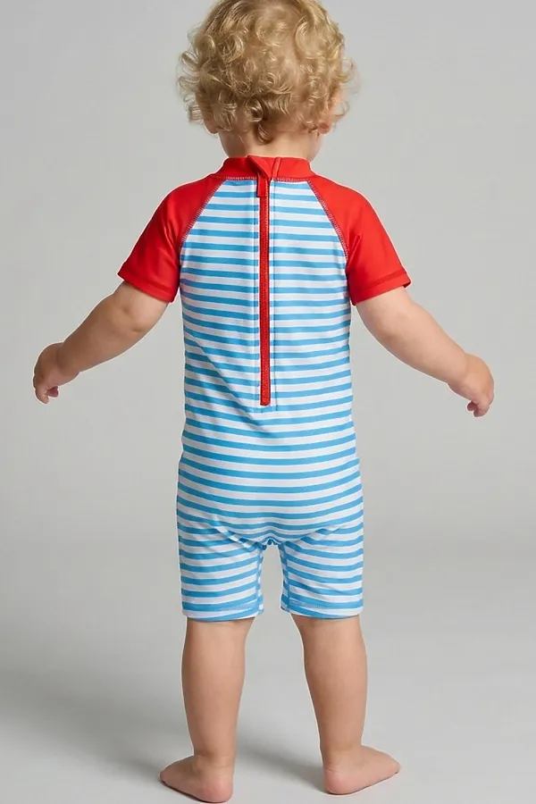 Комбинезон детский плавательный трикотажный для мальчиков PLAYTODAY, красный,белый,голубой - фото 2