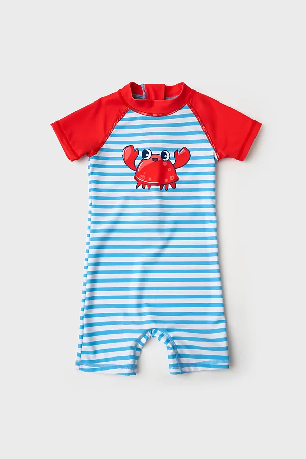 Комбинезон детский плавательный трикотажный для мальчиков PLAYTODAY, красный,белый,голубой - фото 2