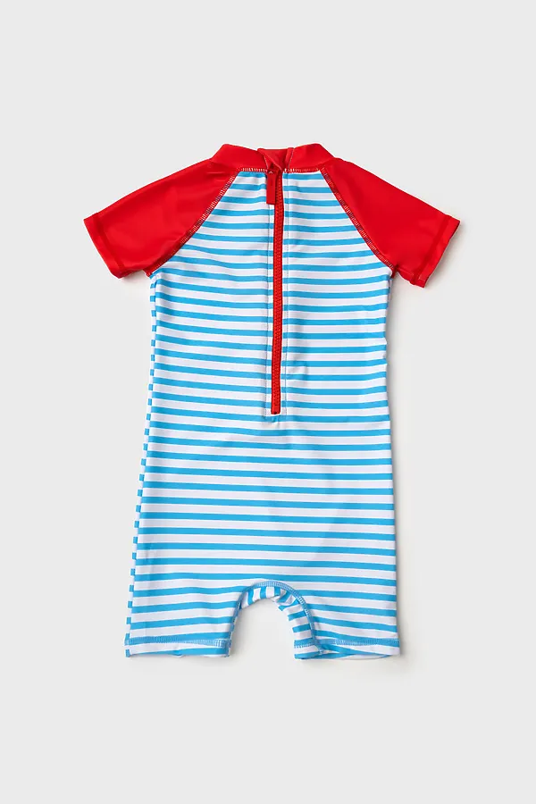 Комбинезон детский плавательный трикотажный для мальчиков PLAYTODAY, красный,белый,голубой - фото 2