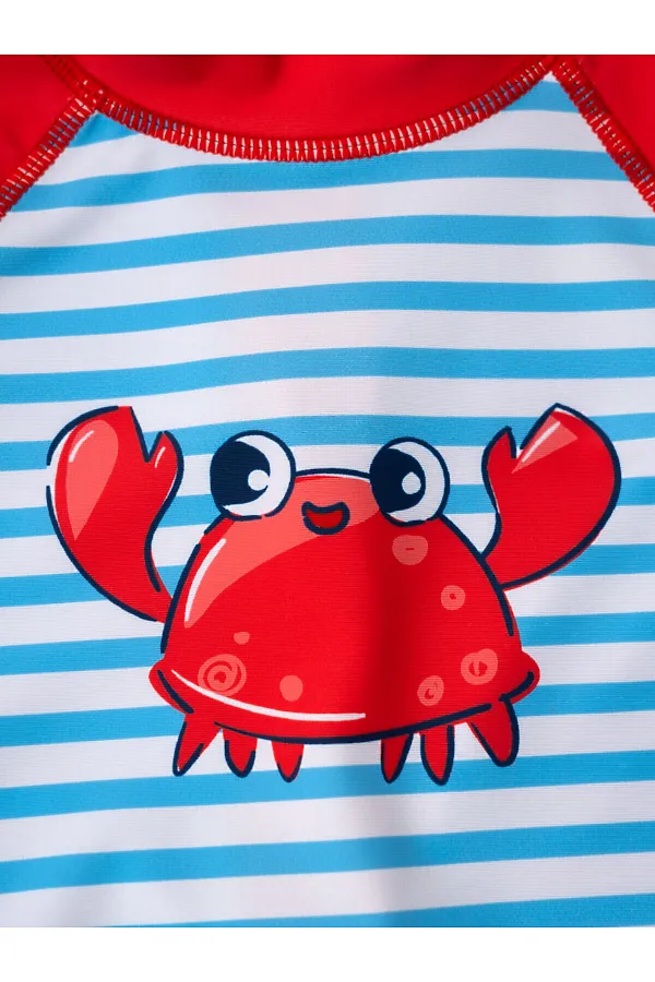 Комбинезон детский плавательный трикотажный для мальчиков PLAYTODAY, красный,белый,голубой - фото 2