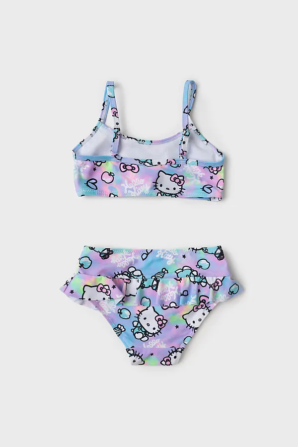 Купальный костюм трикотажный для девочек PLAYTODAY, разноцветный - фото 2