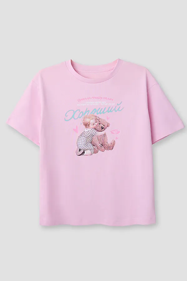 Футболка для девочек MARK FORMELLE, орхидея +печать1 - фото 2