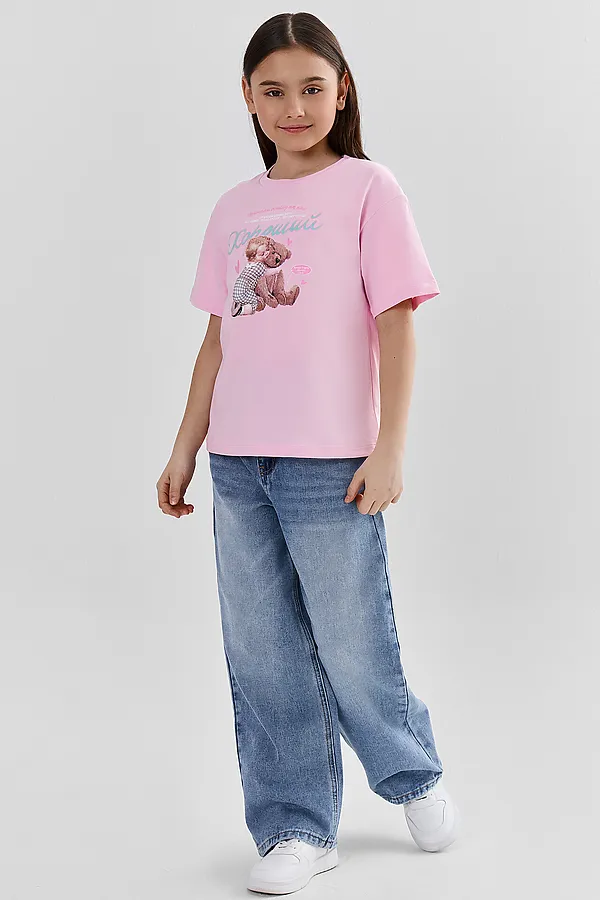 Футболка для девочек MARK FORMELLE, орхидея +печать1 - фото 2